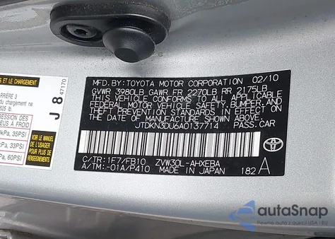 2010 Toyota Prius Iii z USA, uszkodzony, nr VIN JTDKN3DU6A0137714